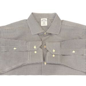 Brooks Brothers Men's Regent  Non-Iron Cotton Dress Shirt Black White 17.5-4/5